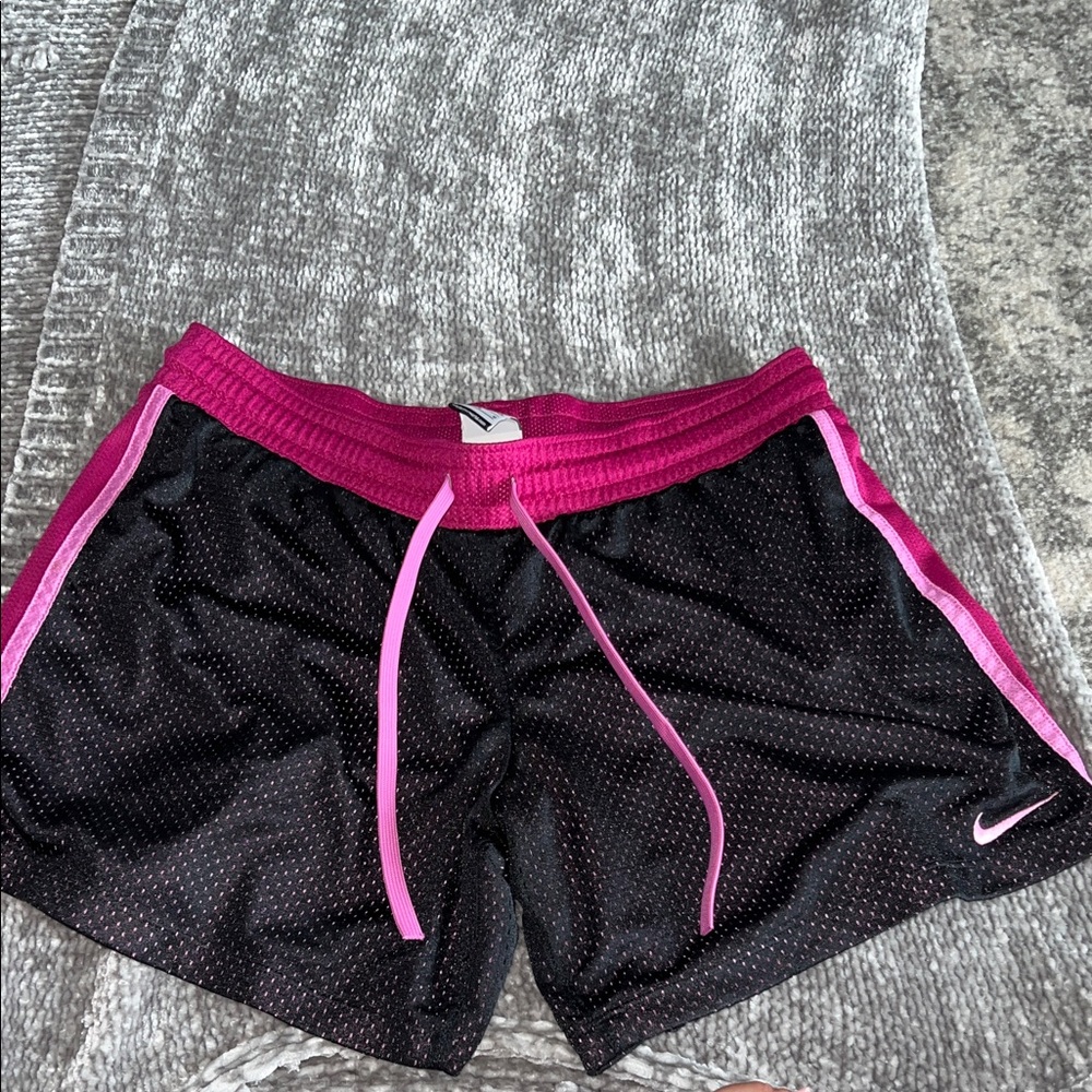 Nike Women’s Black Athletic Mesh Shorts with Pink Trim